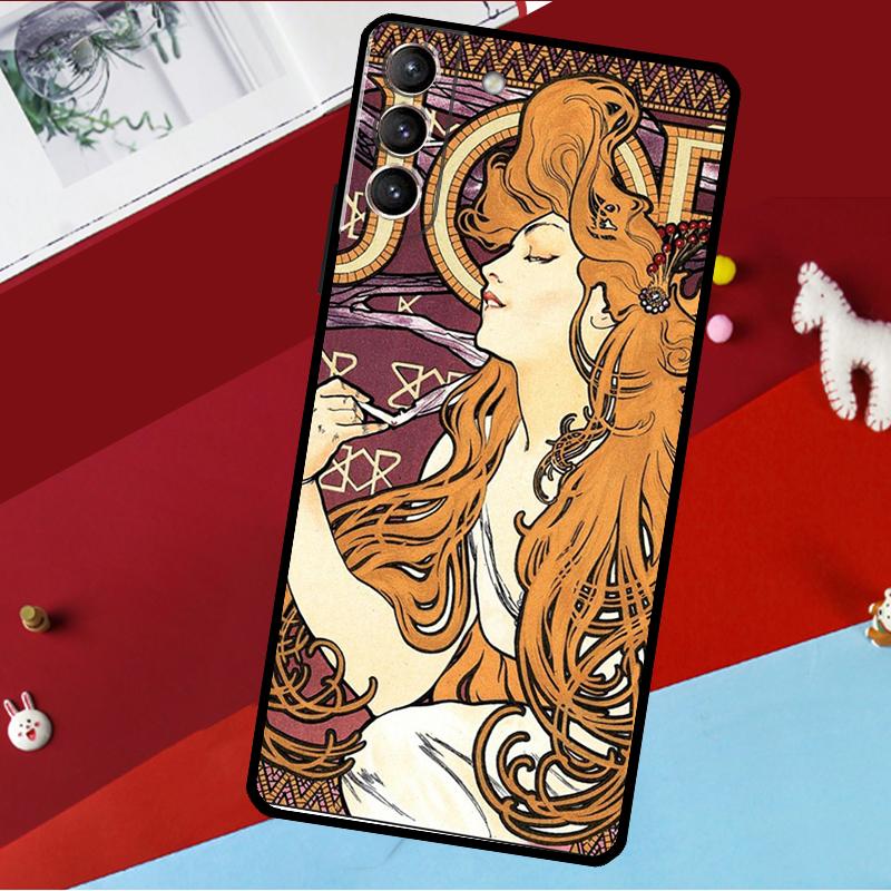 Alphonse Mucha Art Case For Samsung Galaxy S23 S22 S21 Ultra S20 FE S9 S10 Note 10 Plus Note 20 Ultra Cover
