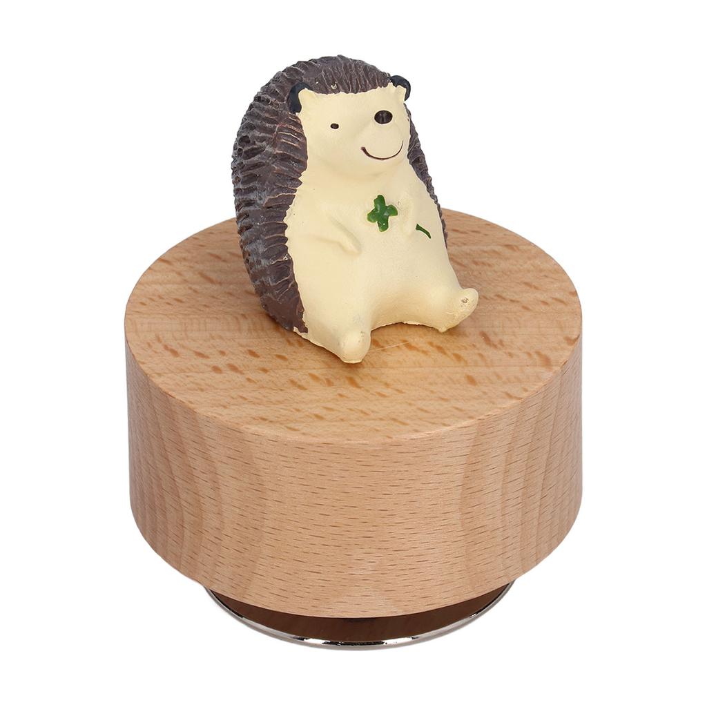 Hölzerne Runde Spieluhr DIY Tier-Spieluhr zur Möbeldekoration Weihnachtsgeschenke(Igel )