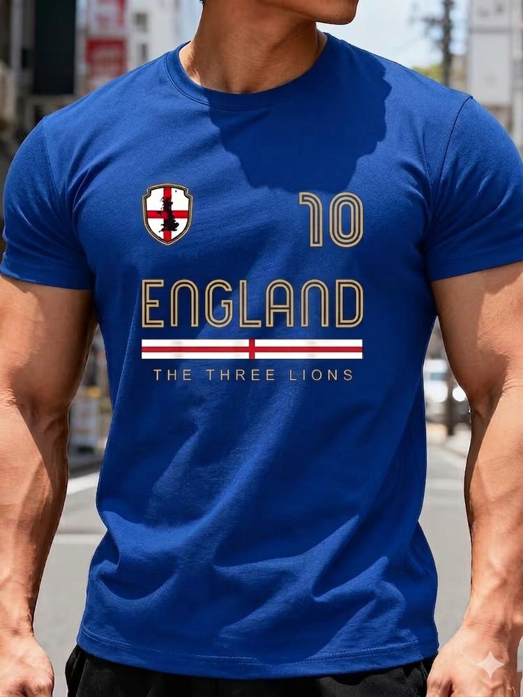 England Football Shirt Unisexs Three Lions Soccer Fan T Shirt World Cup Support Tee S