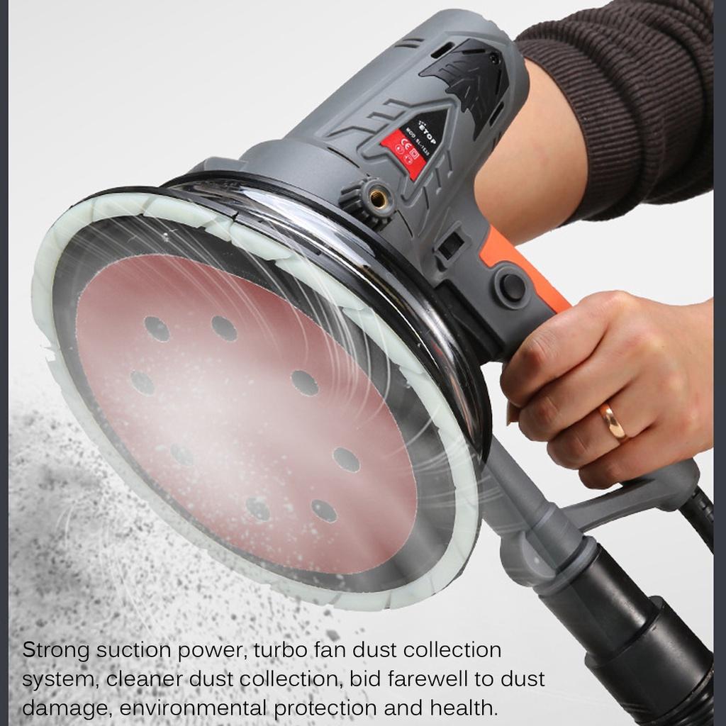 Grinding Wall Putty Polisher Machine Drywall Sander with Dust Clooect Bag and LED Light Portable Wall Polishing Machine 360°LED strip 1250W