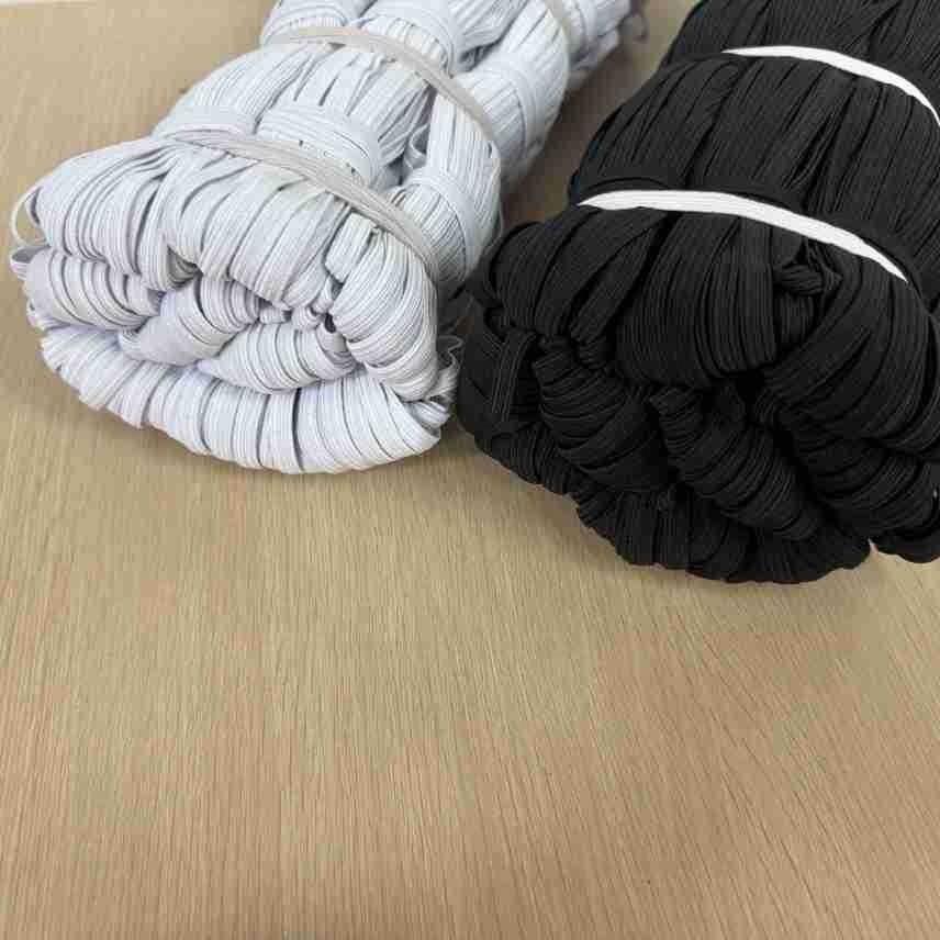 7mm Rabbi 1:3.8 High Elasticity Polyester Latex Thread Horse Riding Belt Black White Large Intestine Hair Ring 0.7 Thick Band