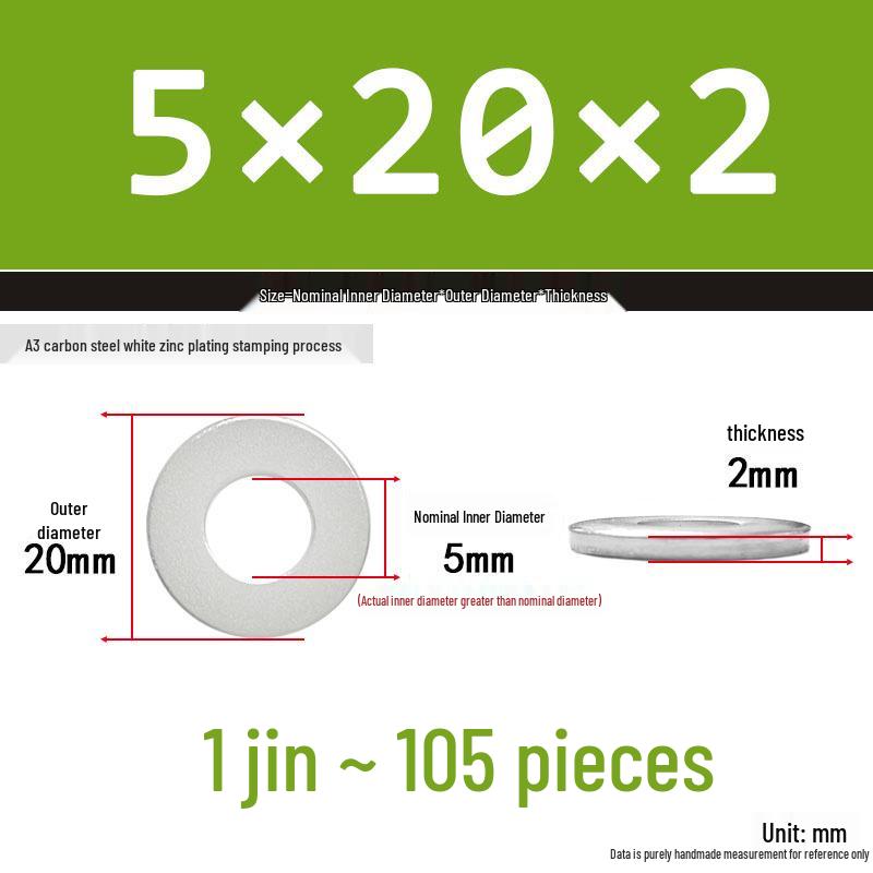 Extra Thick Galvanized Iron Flat Washer, Round, M3-M62
