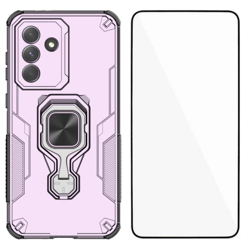 

Чохол для телефону Samsung Galaxy A56 5G WANLONFENG PC TPU Задня кришка Підставка із загартованим склом Purple