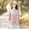 Chic Camicia Retro a Sette Maniche Stile Cinese