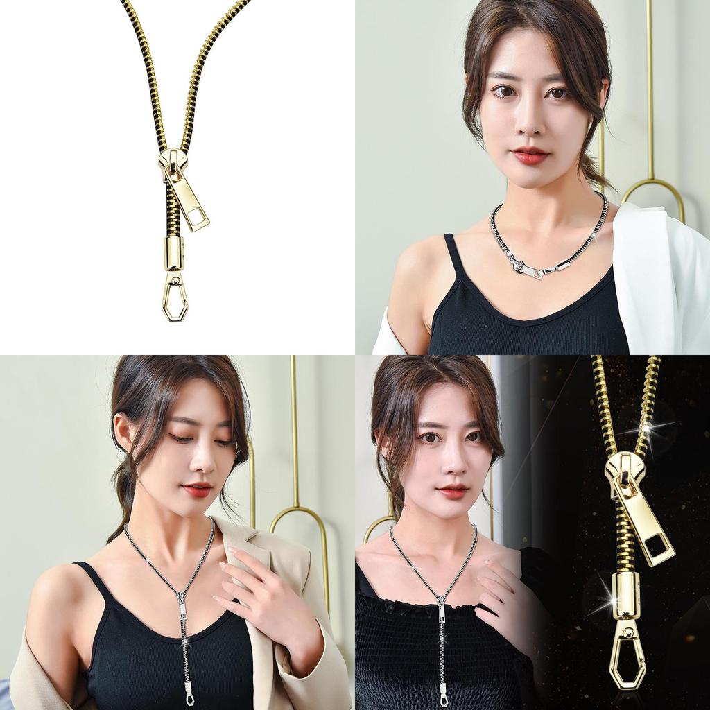 Elegant 18k Gold And Silver Zipper Lockbone Necklace For Couples Trendy And Minimalistic Design