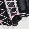 Lace Boned Corset Bustier Top - Cross Lace Up Camisole With Bow Accent For Women