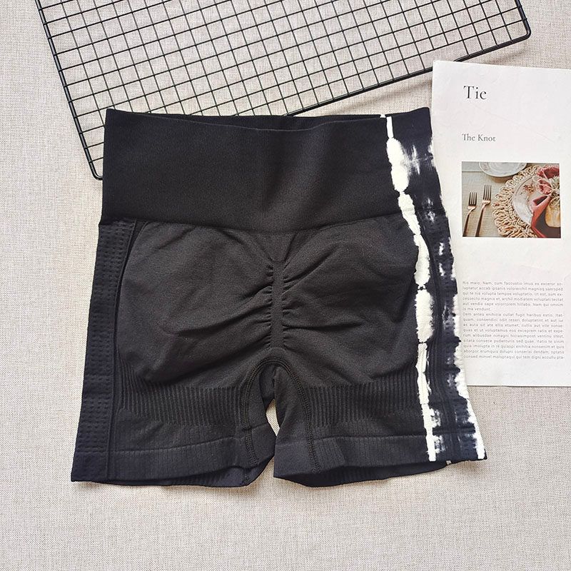 

Fashion Export Sports Skinny Yoga Pants Women s Seamless Black and White Tie-Dye Elastic High Waist Hip Raise Breathable Fitness Pants Tie-Dye Black and White(Three-Quarter Pants) S
