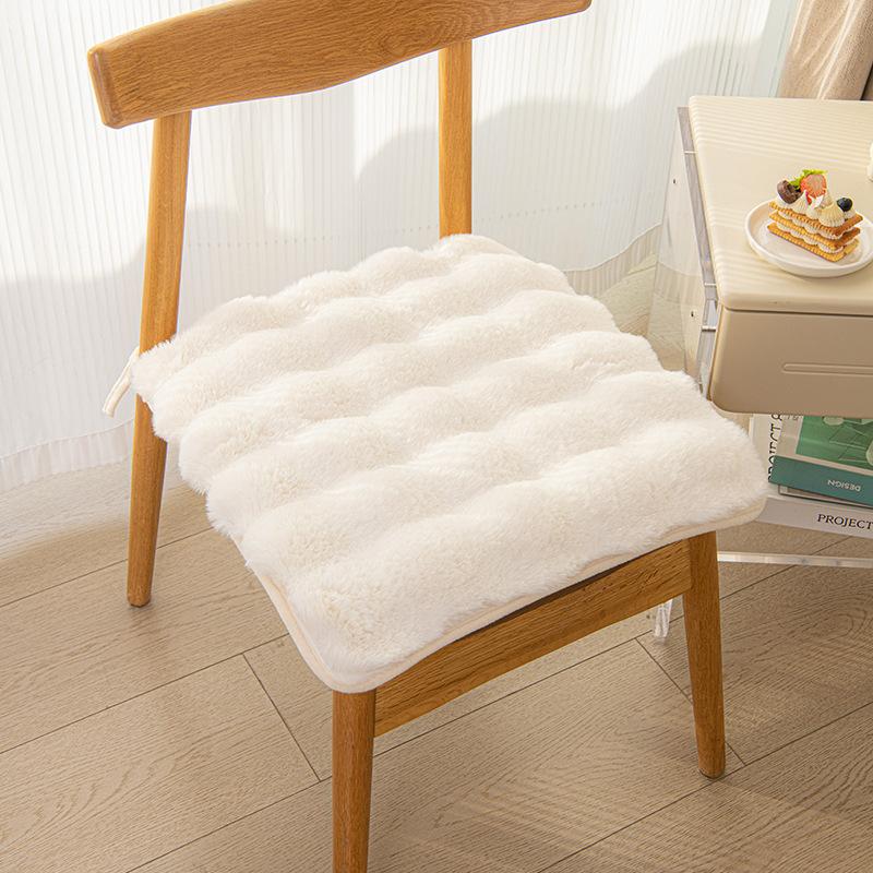 Light Luxury Rabbit Plush Seat Cushion Chair Pad Classroom Office Winter Student Sedentary Comfortable Warm Cozy Essential Aid