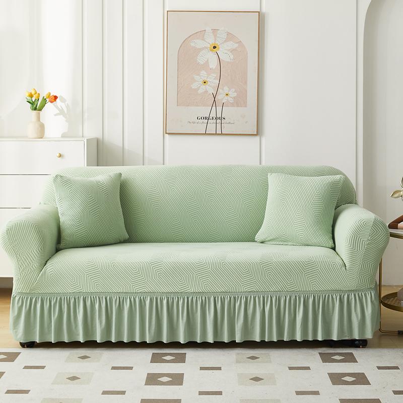 1Pcs  Jacquard Elastic Sofa Cover With Skirt All-Inclusive Sofa Cover for Living Room 1/2/3/4 Seater
