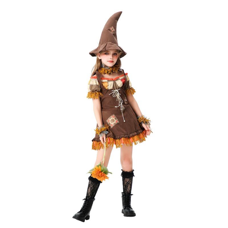 Halloween children's costumes funny dress up scarecrow pastoral farm dress up girl clown witch show costume