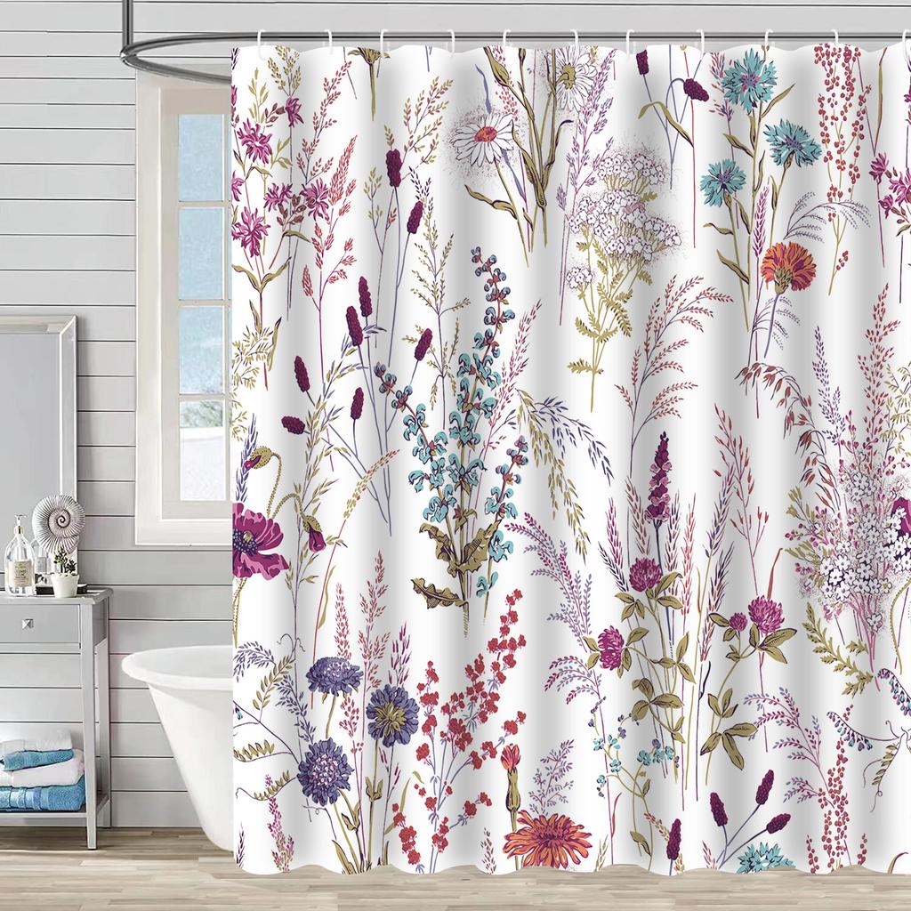 Shower Curtain Waterproof And Mildew-Proof 3D Digital Printing Plant Printing Shower Curtain Child Bathroom Partition Curtain