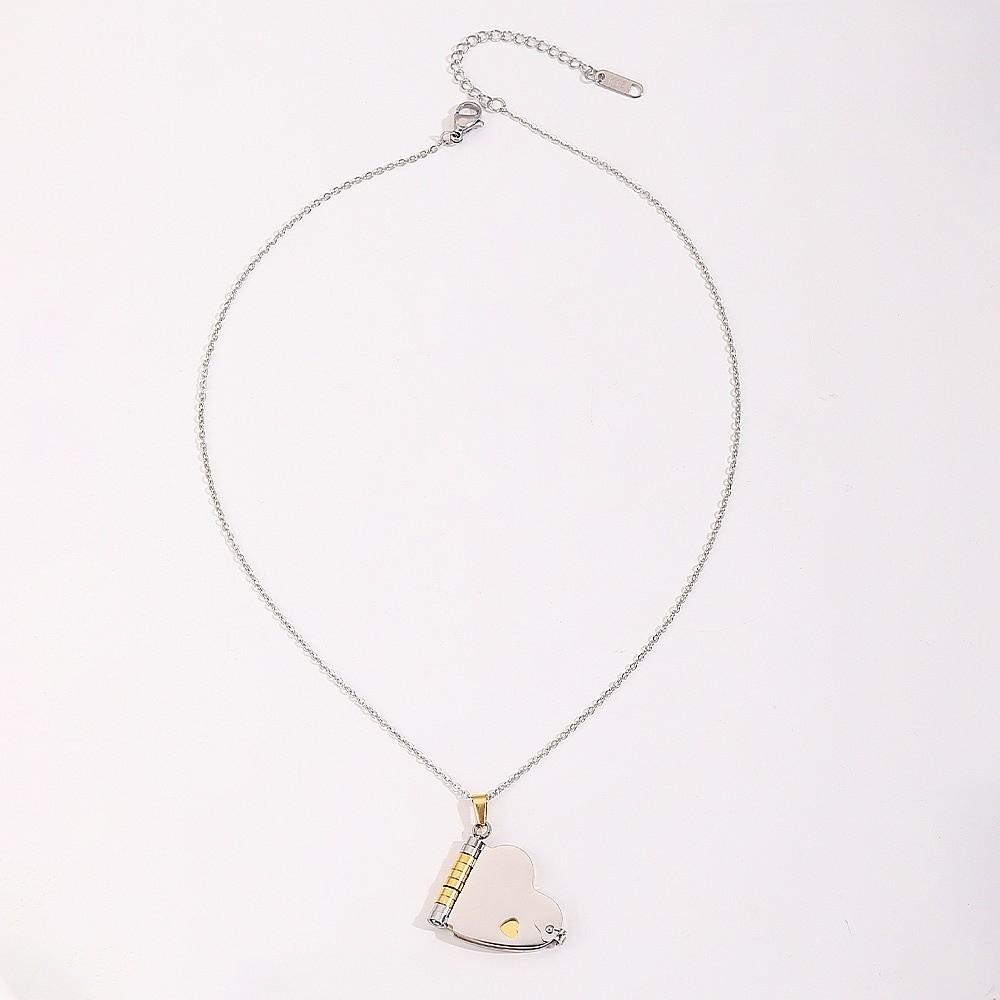 Stainless Steel Chain Women's Sweater Chain Heart Lovers Choker Book Pendant Necklace  Couple