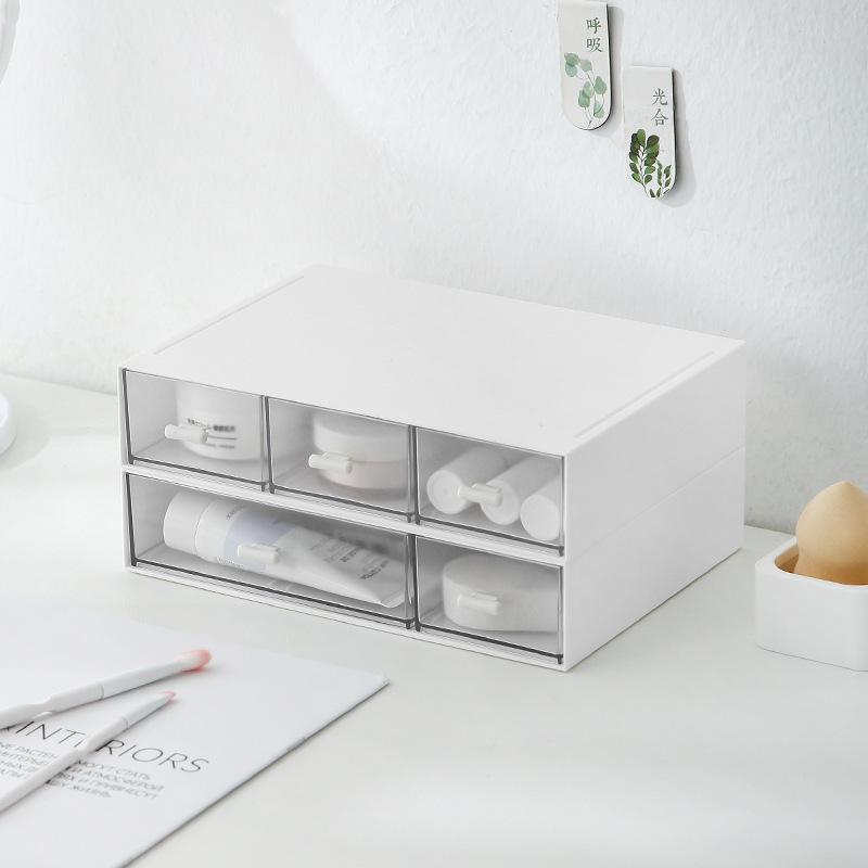 Multi-cell Storage Box Desktop Debris Stationery Plastic Solid Color Finishing Box Student Dormitory Compartments Storage Superposition