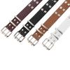 2025 Korean Style Double Row Punk Eyelet Women's Leather Belt with Star Cutout