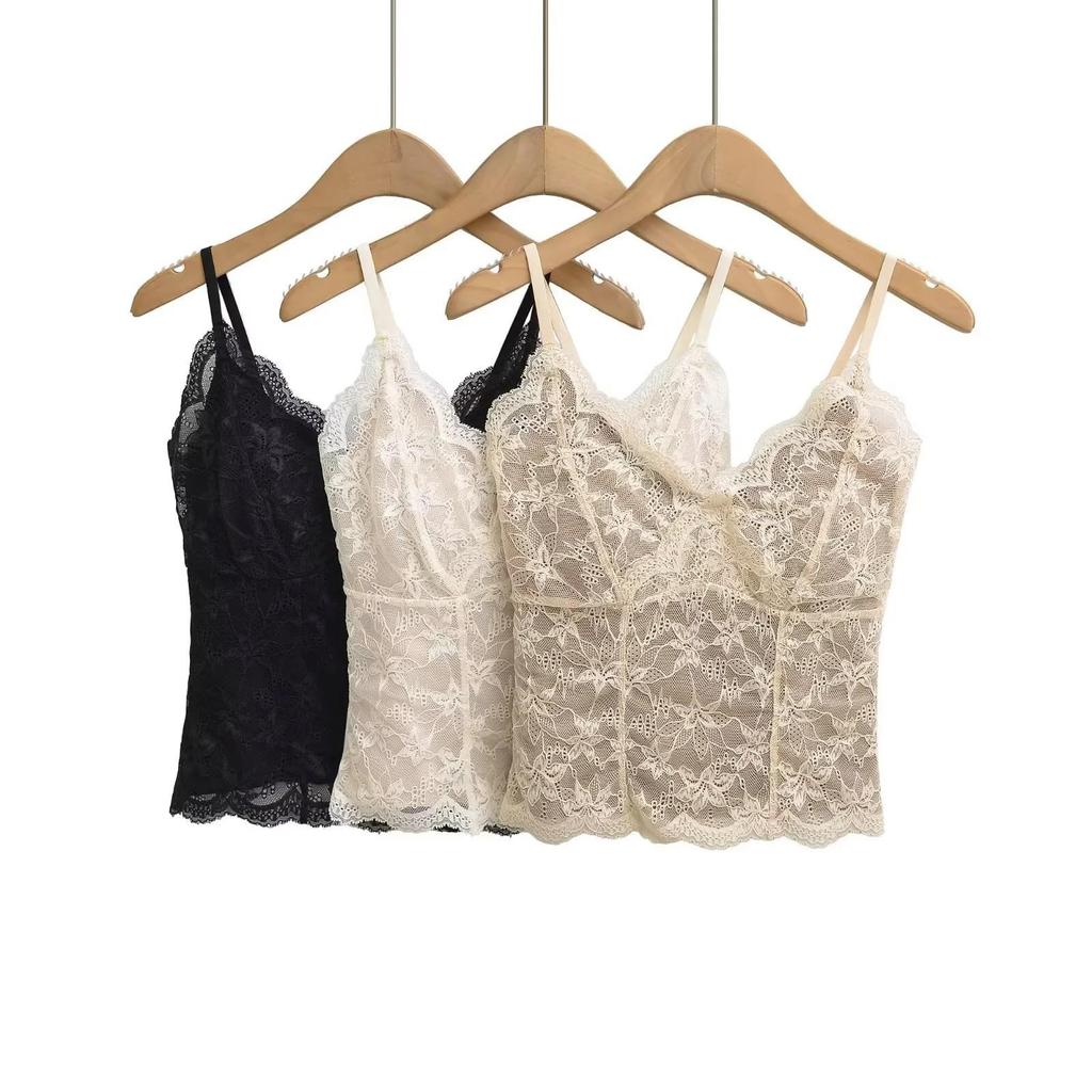 Pure Desire Lace Back Tank Top for Women - Summer 2025 New Arrival, Push-up Strappy Sleeveless Shirt with Chest Pads.
