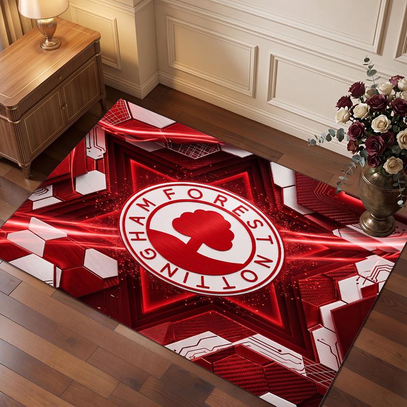 Tappeto in Velluto di Cristallo con Stampa Calcio Nottingham Forest, Comodo Assorbente d'Acqua Antiscivolo Tappeto per Pavimenti Interni
