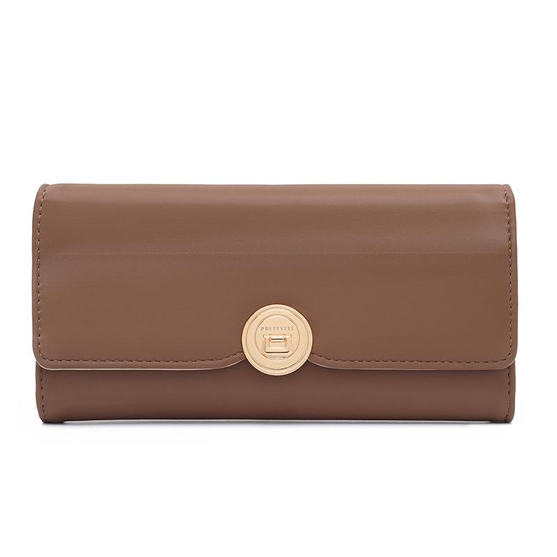 

Минималистский и нишевый студенческий женский длинный кошелек большой емкости из искусственной кожи женская сумка коричневый