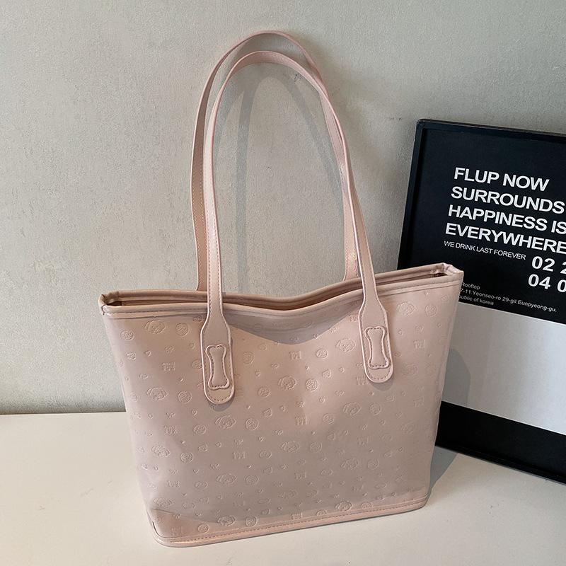 

2025 spring new cute embossed Auruofeng simple large-capacity tote bag foreign versatile casual shoulder bag