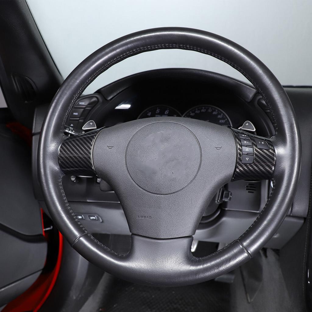 Carbon fiber ABS Interior Steering Wheel Button Trim Cover For Corvette C6 06-11