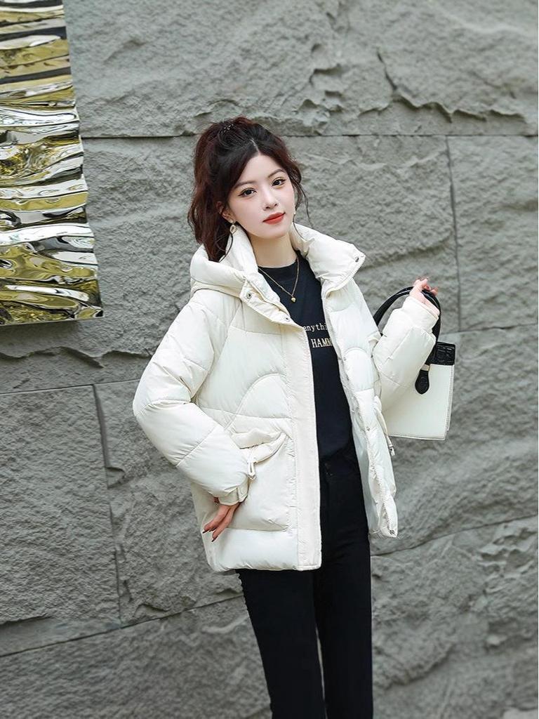 Damen 2025 Winter Verdickter Baumwollgepolsterter Daunenmantel - Koreanische Mode Locker Geschnitten, Kurze Kapuzenjacke.