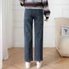 High Waist Elastic Maternity Jeans: Slimming, Straight Leg, Plus Size Denim for Spring.