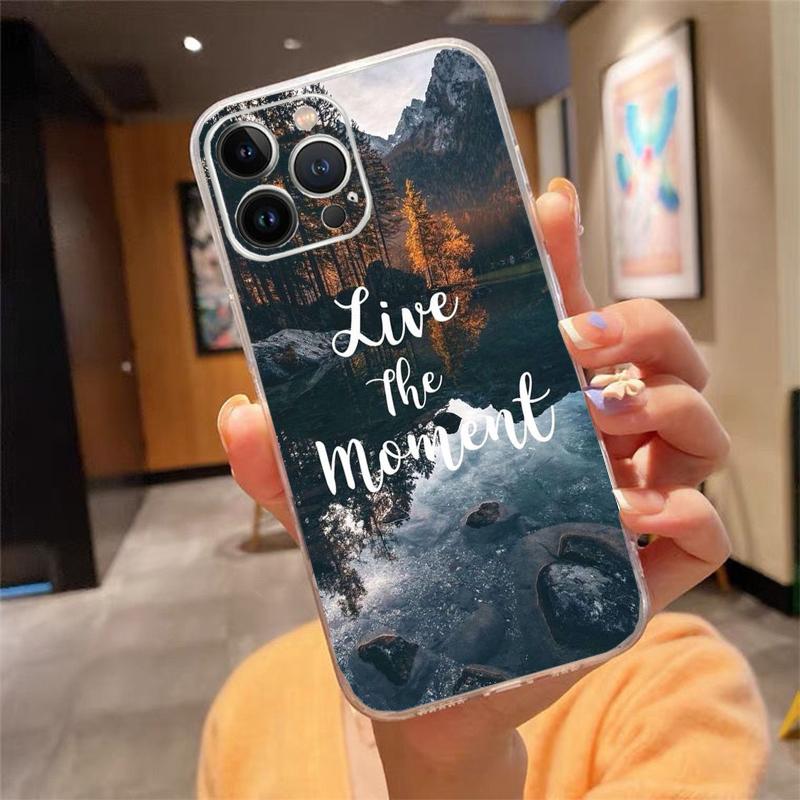 Phone Case For iphone 17 Pro Max Air 16 15 14 13 Pro Max 15 16 Pro 15Plus Travel Mountain Forest Sea Beach quotes