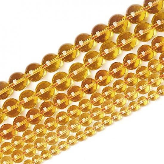 4MM 6MM 8MM 10MM 12MM 14MM Round Gemstone Yellow Citrine Natural Stone Beads Strand for Jewelry Making Wholesale 15"