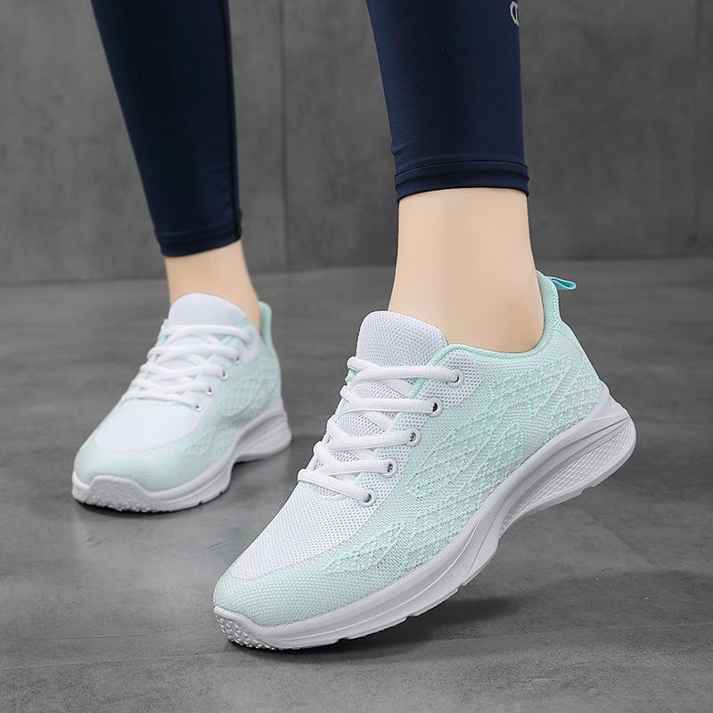 Spring and Autumn Women's Shoes Mesh Breathable Sneakers Women's Walking Casual Travel Shoes Lightweight Flying Weaving Student Running Shoes