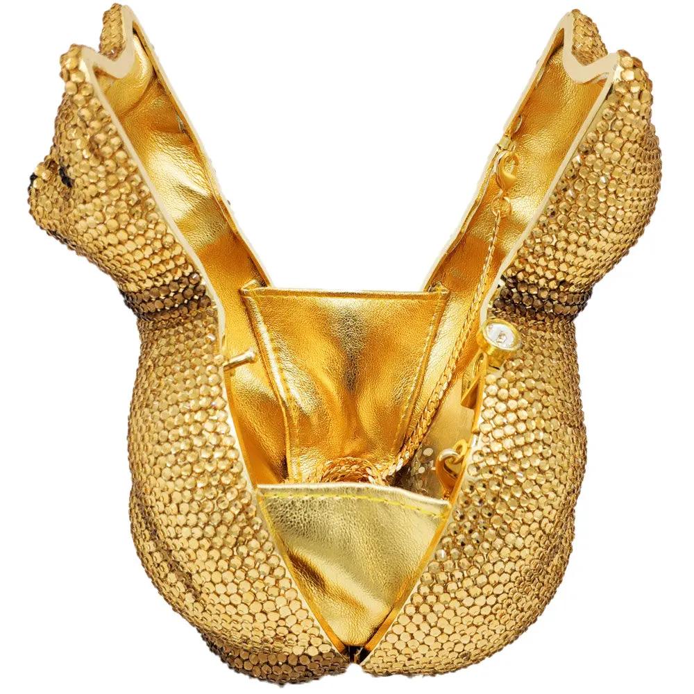 Boutique De FGG Black Cat Shape Women Crystal Clutch Evening Bags Rhinestone Clutch Minaudiere Handbag Party Wedding Purse