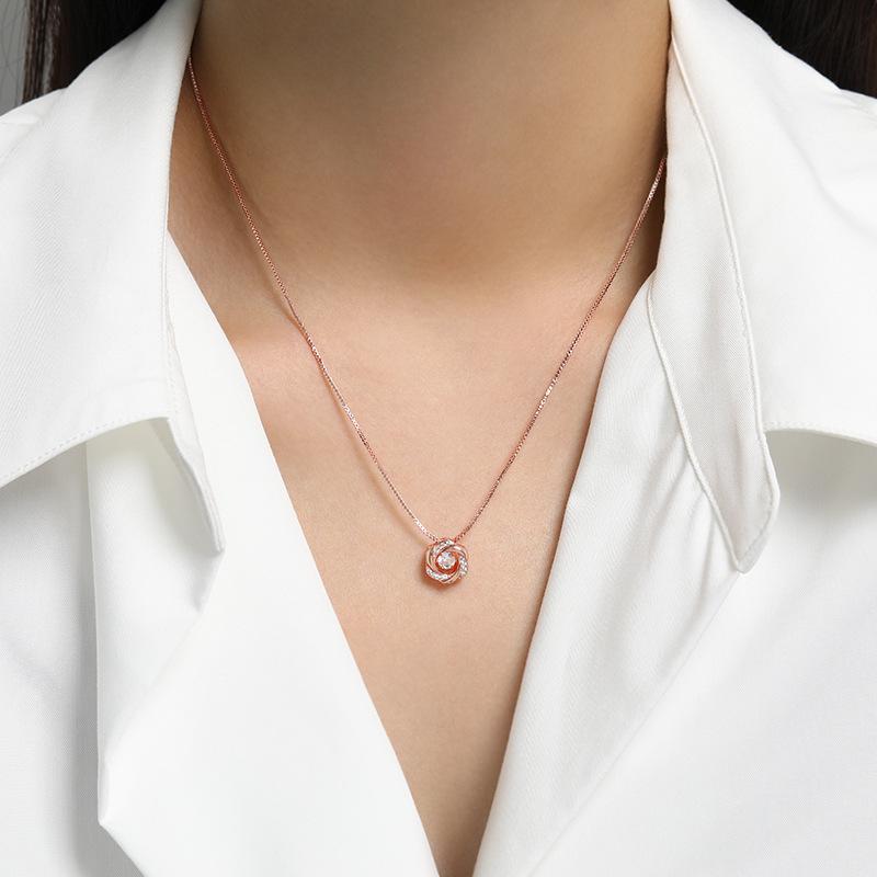 Petals Dancing Pendant Necklace, Korean Version of High-end Beating Heart Rose Smart Necklace