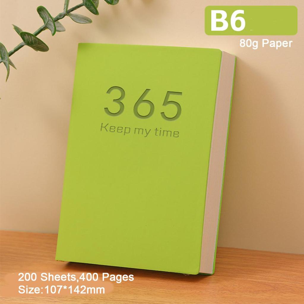 B6 Leather Notebook, 2025 Business Schedule, Student Daily Planner, Self-discipline Punch Card Recorder, Notepad, Memo