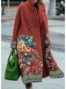 2025 European American Style Women Long Woolen Coat Autumn Winter Printed Fashion