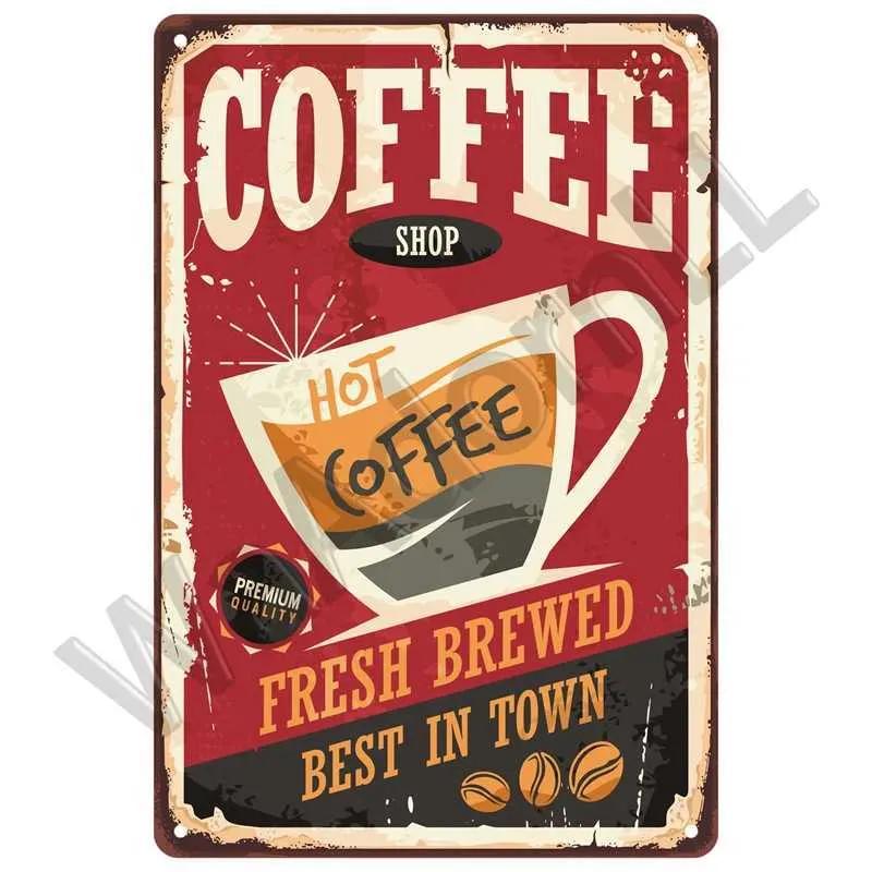Retro Flat Metal Signboard Home Decoration Coffee Tin Logo Retro Wall Art Poster Kitchen Bar Iron Paint Decoration Coffee Shop