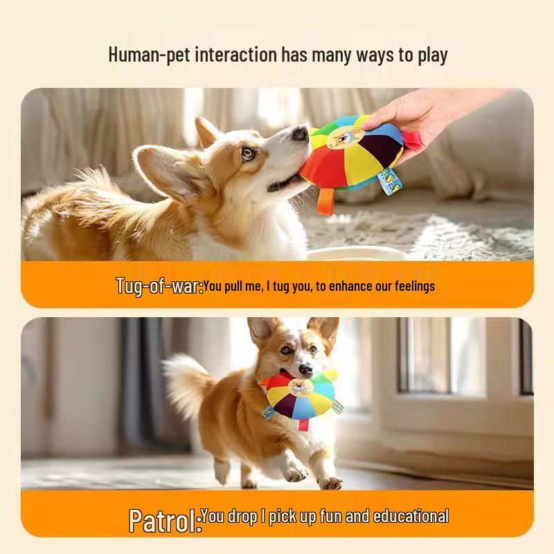 Interactive Bite-Resistant Plush Sounding Frisbee Toy for Cats and Dogs - Relieves Boredom and Aids Teething