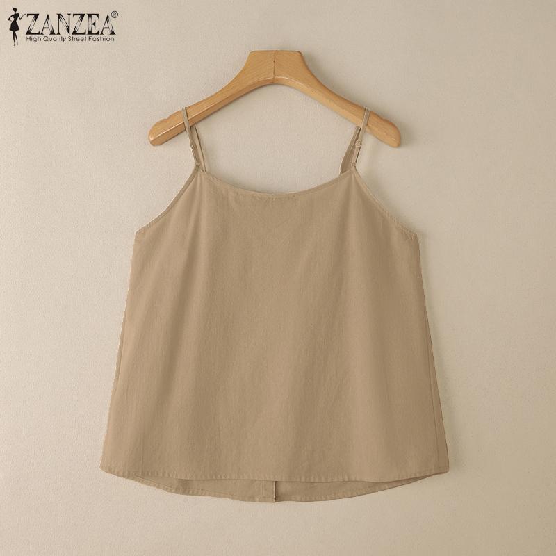 ZANZEA Damen Lässige Einfarbige Sommer Ärmellose Träger Camisoles