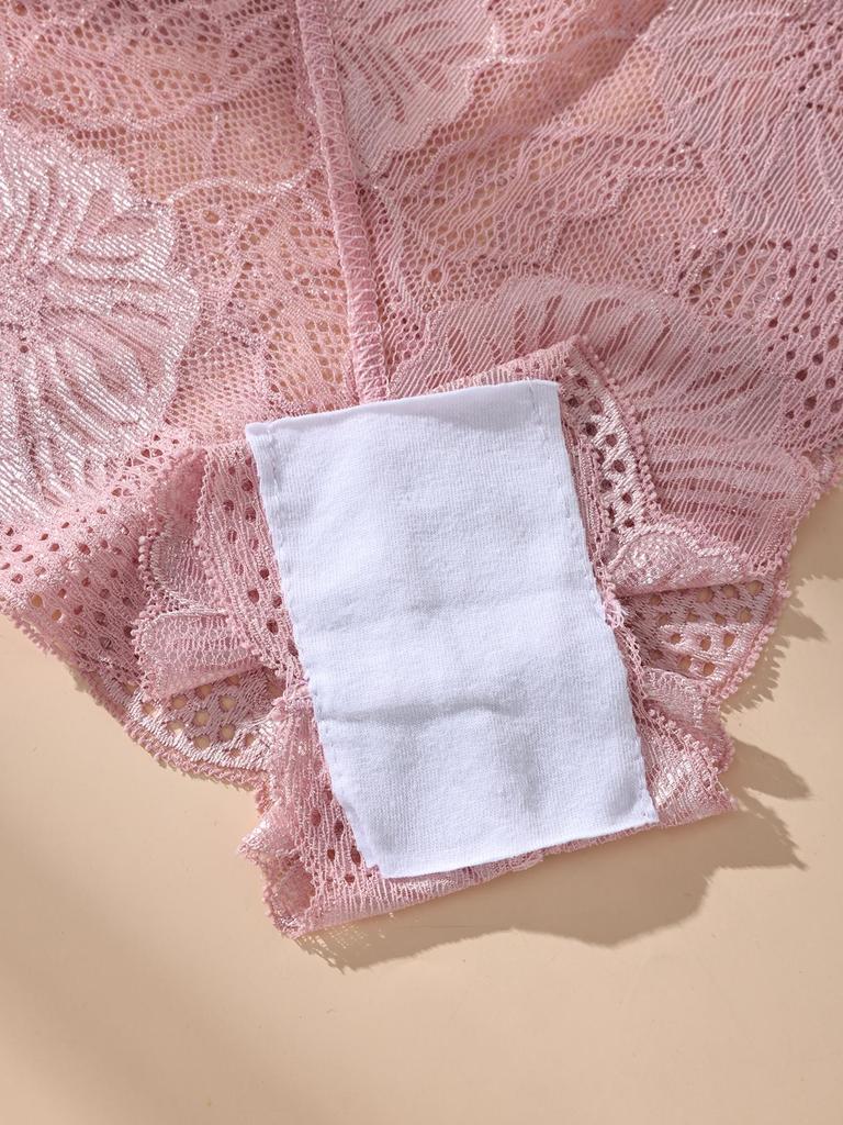 5PCS Women Floral Lace Panties Sexy Perspective Underwear Low Waist Solid Underpants Breathable Intimates Female Lingerie M-XL