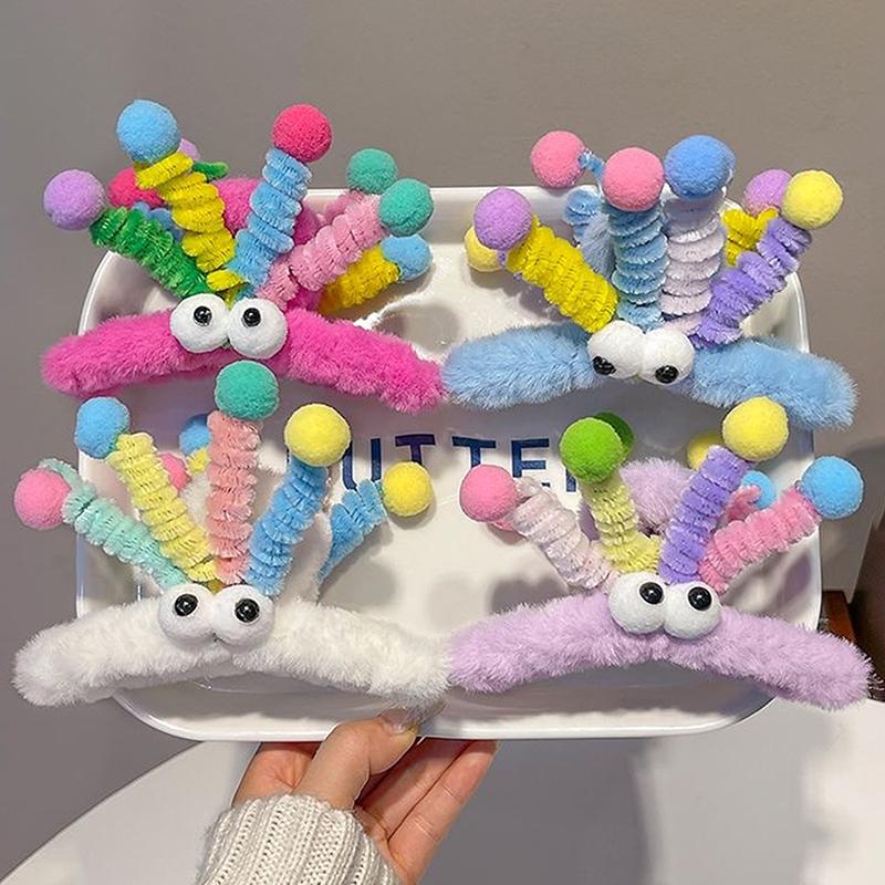 Funny Plush Hair Claw Furry Barrette Crab Headwear Winter Hair Clip Cartoon Eyes Cute Sweet Hairpin Women Girl Hair Accessory