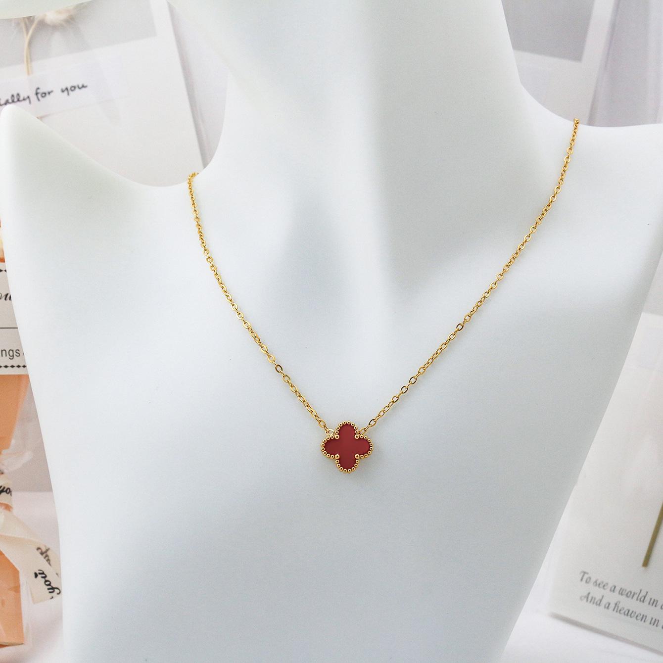 

Four-Leaf Clover Pendant Necklace - Double-Sided, 18K Gold Plated, Non-Fading Luxury Design [13mm]