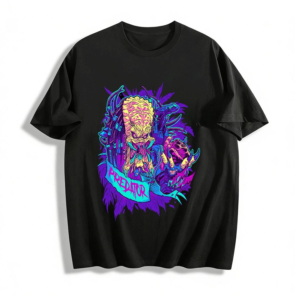 

Neon Style Predator Print T-shirt Cool Movie Theme Casual Top Pure cotton T-shirt XXS