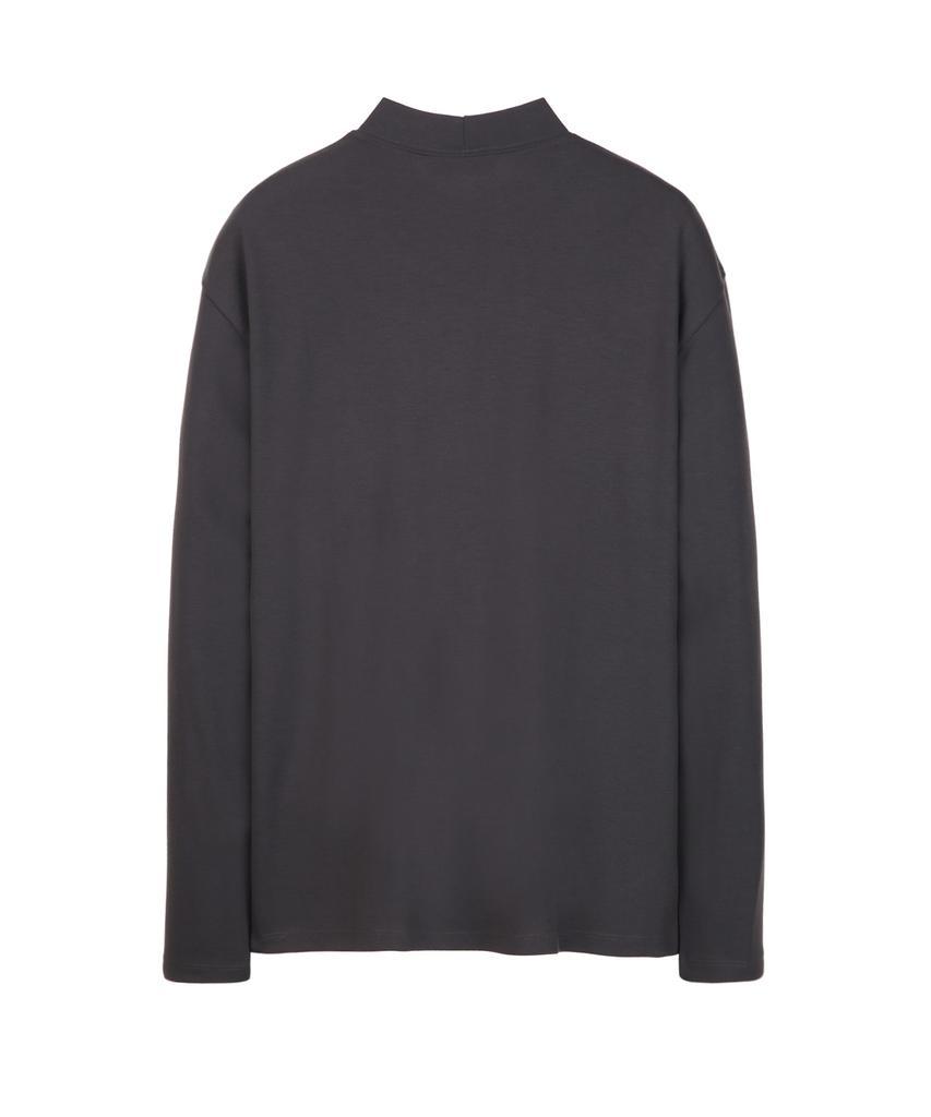 IL CORSO Mock Neck Long Sleeve T-Shirt Charcoal Gray