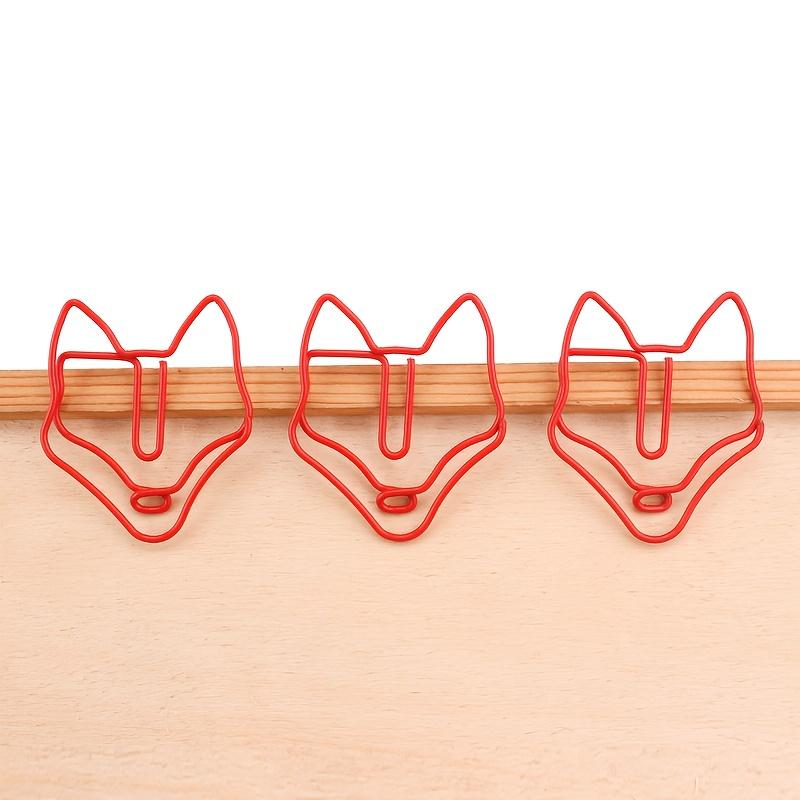 10 Stück Niedliche rotfuchsförmige Büroklammern | Eisen, Weiße Basis, Gebogenes Federdesign, Langlebig und Flexibel, Ideal für die Büroorganisation