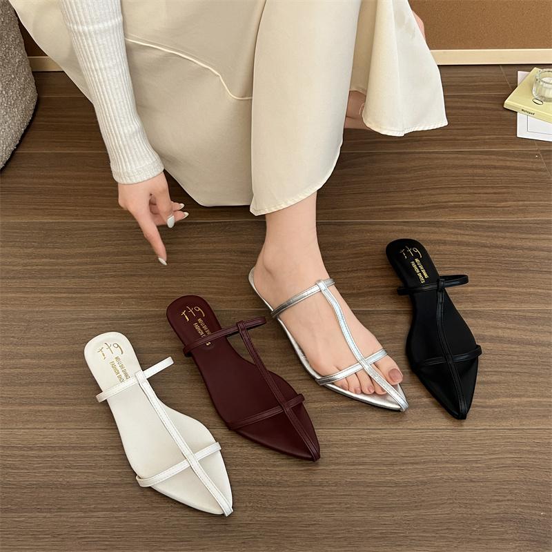 Fashion Women's Shoes Summer Narrow Band Heels Women Sandals Fashionable Pointed Toe Toe Jump Pump Stripper Party Women's Slippers