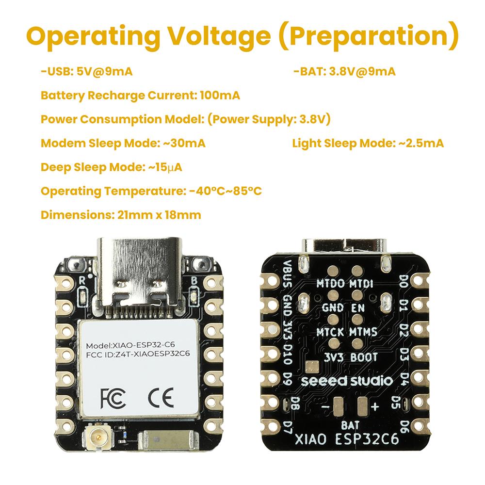 ESP32-C6 WiFi BT Development Board XIAO Seedstudio Suitable for Zigbee Smart Home IoT Type C Interface