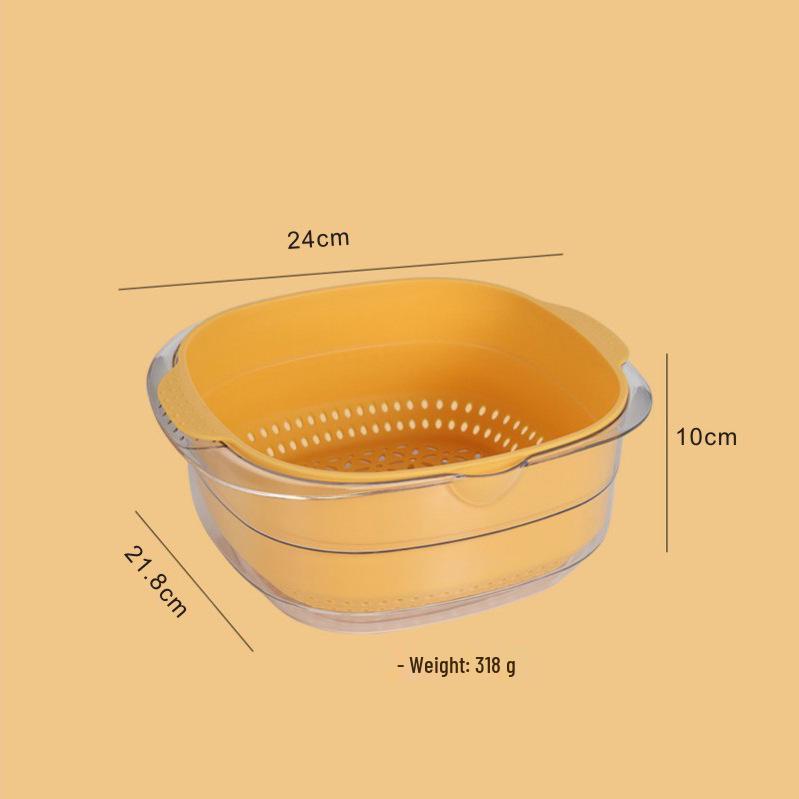 Transparent PET Plastic Multi-purpose Draining Basket - Drop-Resistant, Dustproof, Ideal for Vegetables & Fruits