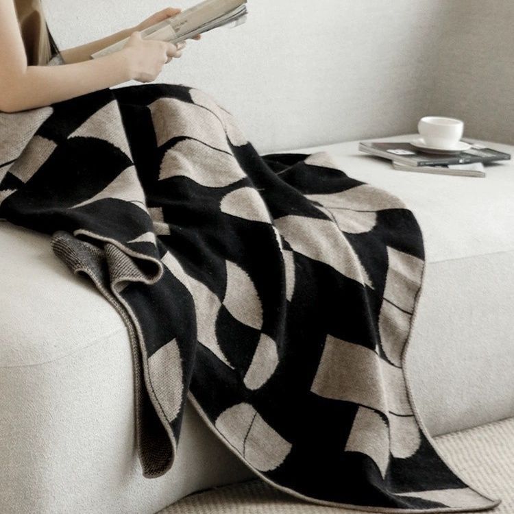 Amerikansk Stil UK Vintage Manor Kuppelpledd - Svart/Kaffe/Beige Helårskast for Stue Sofa & Kontor Lur