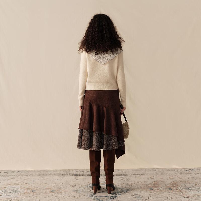 GREEN BELT Women's Floral Knit Wool Cardigan