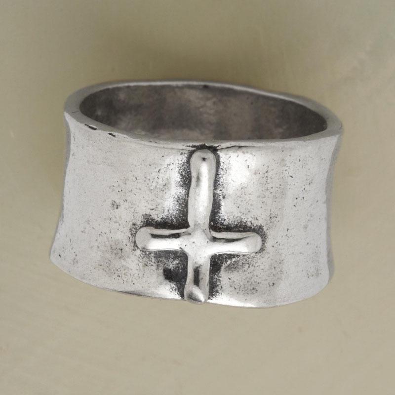 Silver Vintage Cross Wide Band Ring - Unisex Popular Jewelry 2024