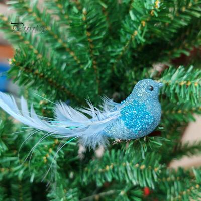 Glitter Feather Bird Ornament Sparkling Design with Clip Christmas Tree Decoration Festive Charm for Home