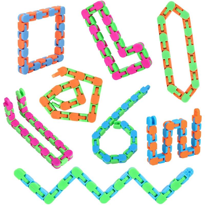 

24 Звена Игрушки-антистресс Wacky Tracks Подарки для Учеников Класса Сенсорные Игрушки-щелкалки Snap Fidget для Детей и Взрослых Снятие Стресса