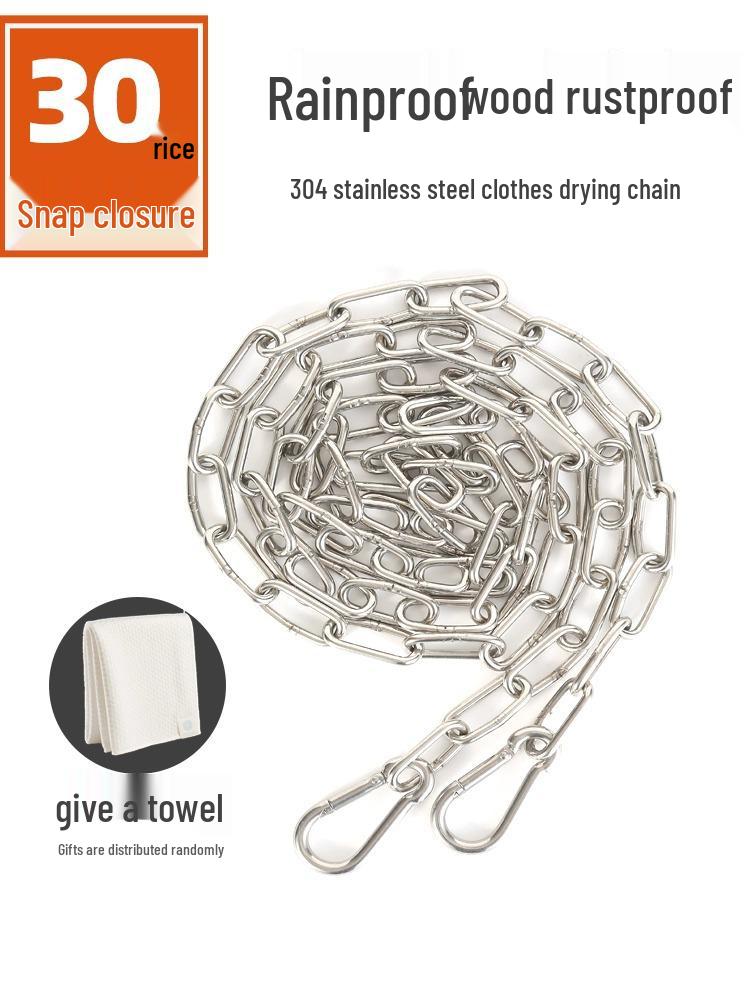 Stainless Steel Multipurpose Chain: Clothes Drying, Hanging, Pet Traction, Anti-theft, Outdoor Use.